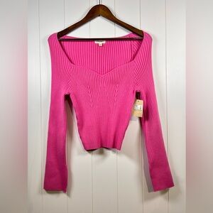 ee:some Ribbed Long Sleeve Top Bubble Pink Size L NWT
